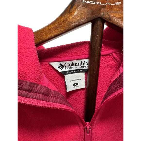 Columbia Size Medium Pink Zip Up Hood Pocket Fleece Athletic Jacket - Picture 4 of 6